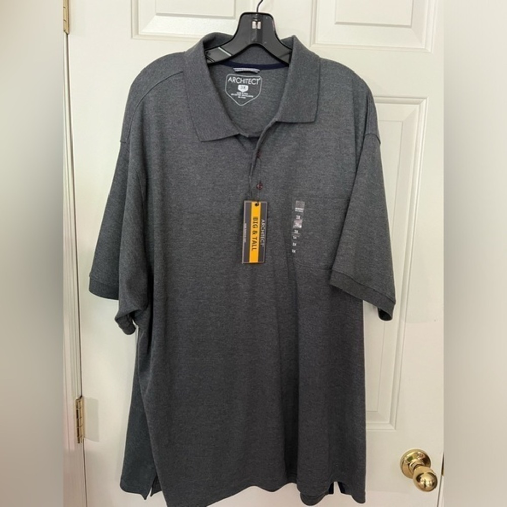 Architect men’s short sleeve polo, color, gray, size 3X NWT